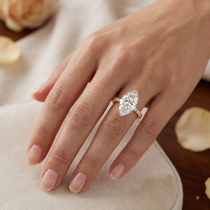 1.00ct Marquise Cut Lab Grown Diamond Unique Engagement Ring