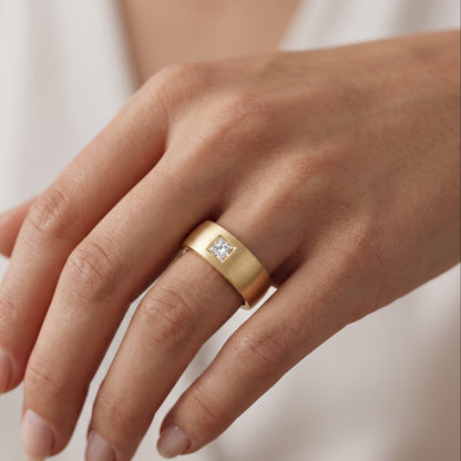 wide princess cut diamond wedding band