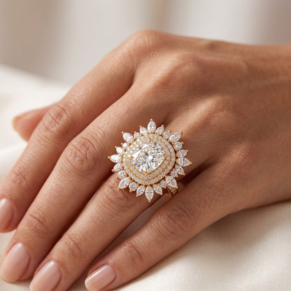 floral halo lab grown diamond engagement ring