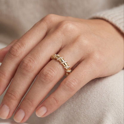 modern gold diamond wedding band