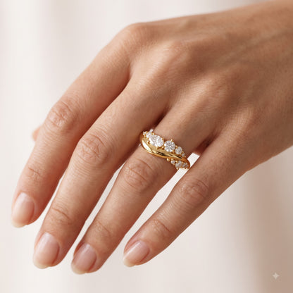 0.500 ct Oval & Round Cut Lab Grown Diamond Curved Wedding Band
