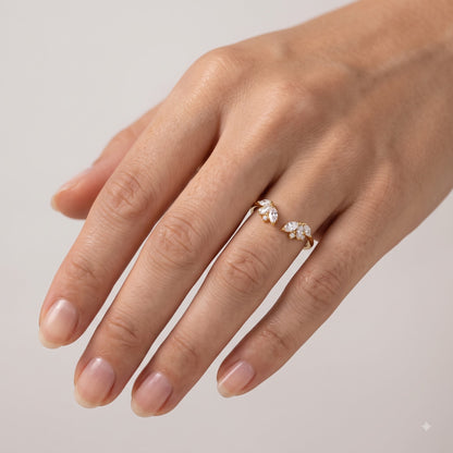 0.300 ct Marquise & Round Cut Lab Grown Diamond Open Curved Wedding Band