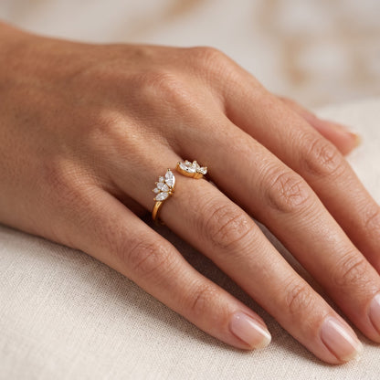0.300 ct Marquise & Round Cut Lab Grown Diamond Open Curved Wedding Band