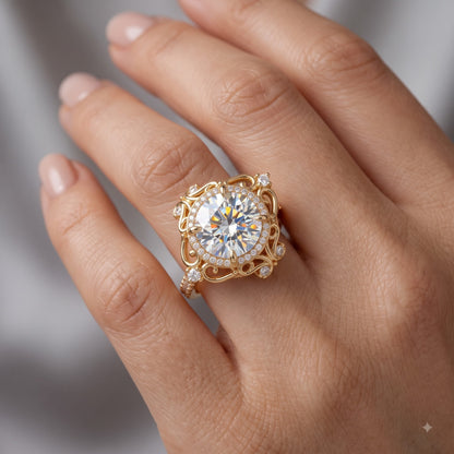 1.600ct  Round Cut Lab Grown Diamond Halo Engagement Ring