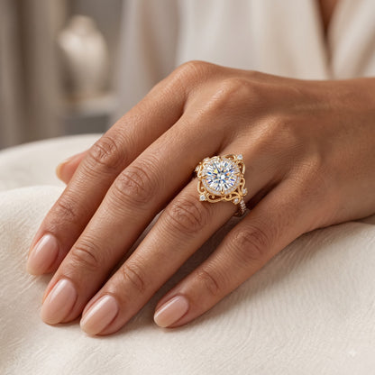 1.600ct  Round Cut Lab Grown Diamond Halo Engagement Ring