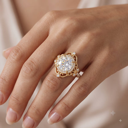 1.600ct  Round Cut Lab Grown Diamond Halo Engagement Ring