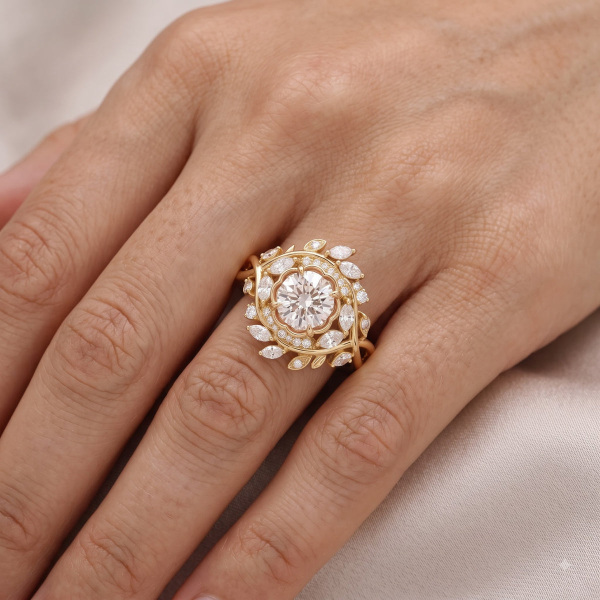2.00ct  Round Cut Lab Grown Diamond Cluster Engagement Ring
