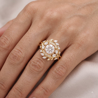 2.00ct  Round Cut Lab Grown Diamond Cluster Engagement Ring