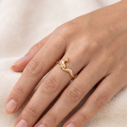 14K gold fox ring