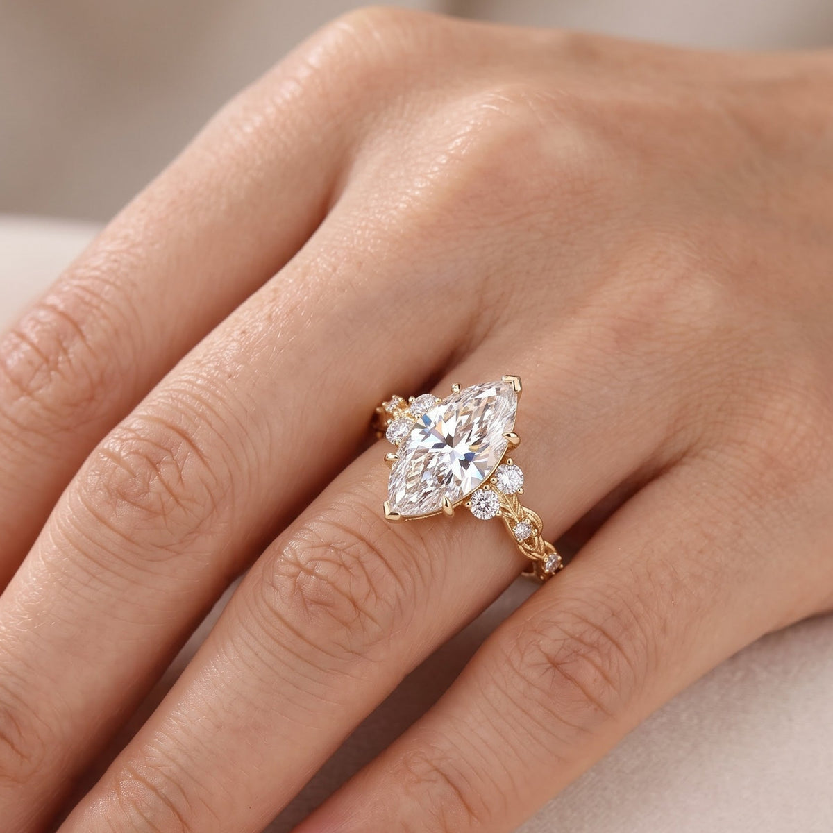 marquise engagement ring gold band​

