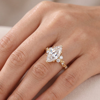 marquise engagement ring gold band​

