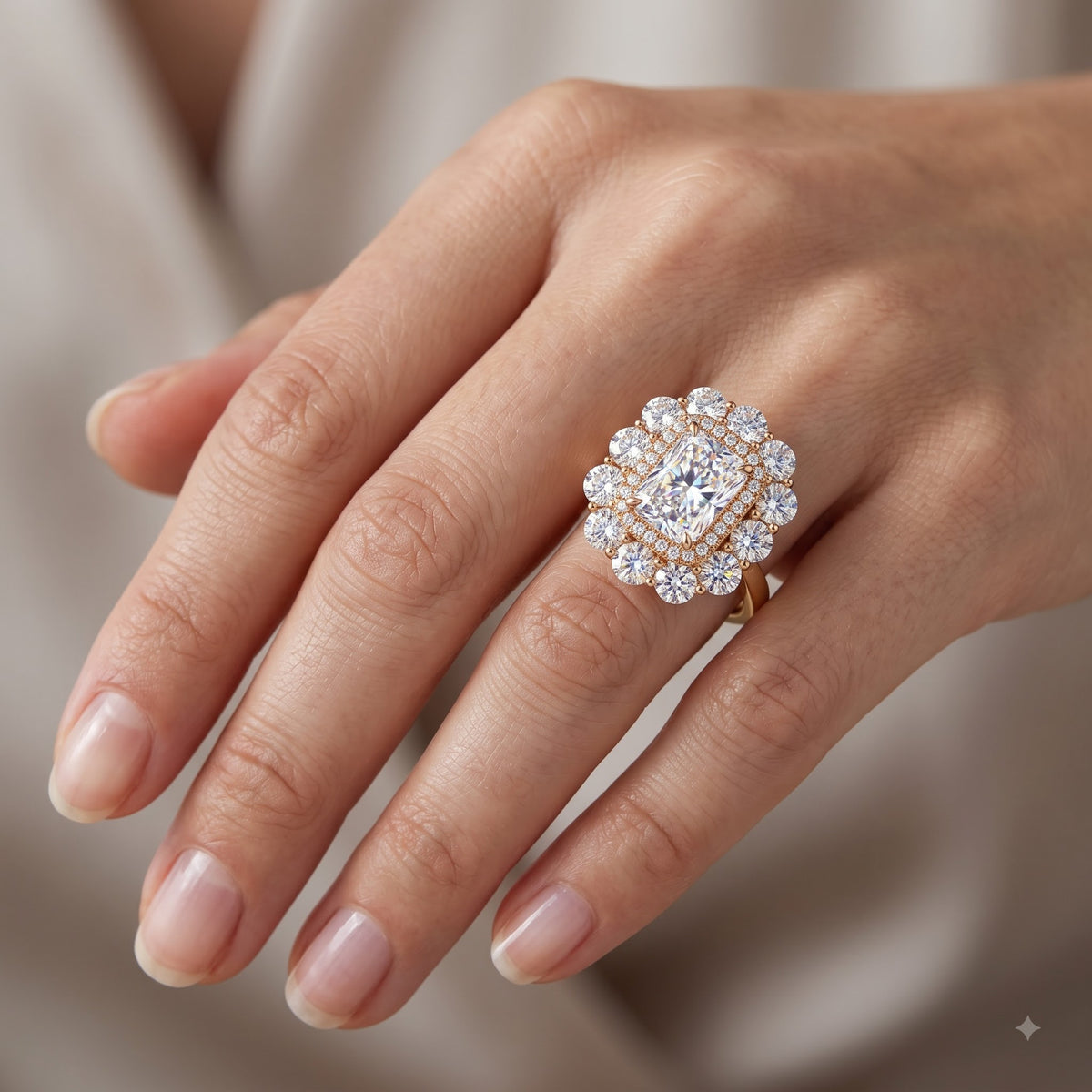 2.50ct Radiant Cut Lab Grown Diamond Halo Engagement Ring