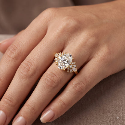 1.00 Ct Oval Cut Lab Grown Diamond Engagement Ring | 2.00 Ct Total | 14K Gold