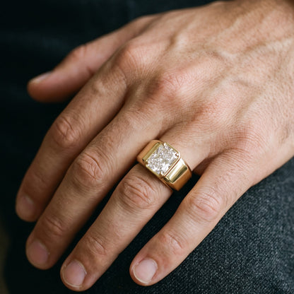 rectangular diamond men's ring