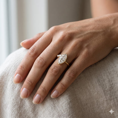 1.00 Ct Marquise Lab Grown Diamond Ring in 14K Gold | Amavida