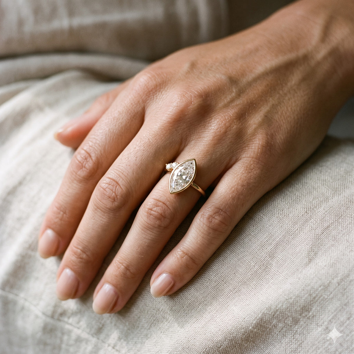 1.00 Ct Marquise Lab Grown Diamond Ring in 14K Gold | Amavida
