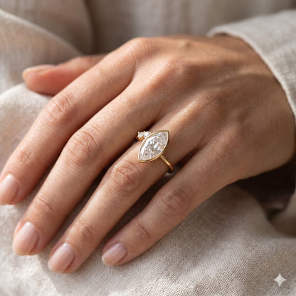1.00 Ct Marquise Lab Grown Diamond Ring in 14K Gold | Amavida