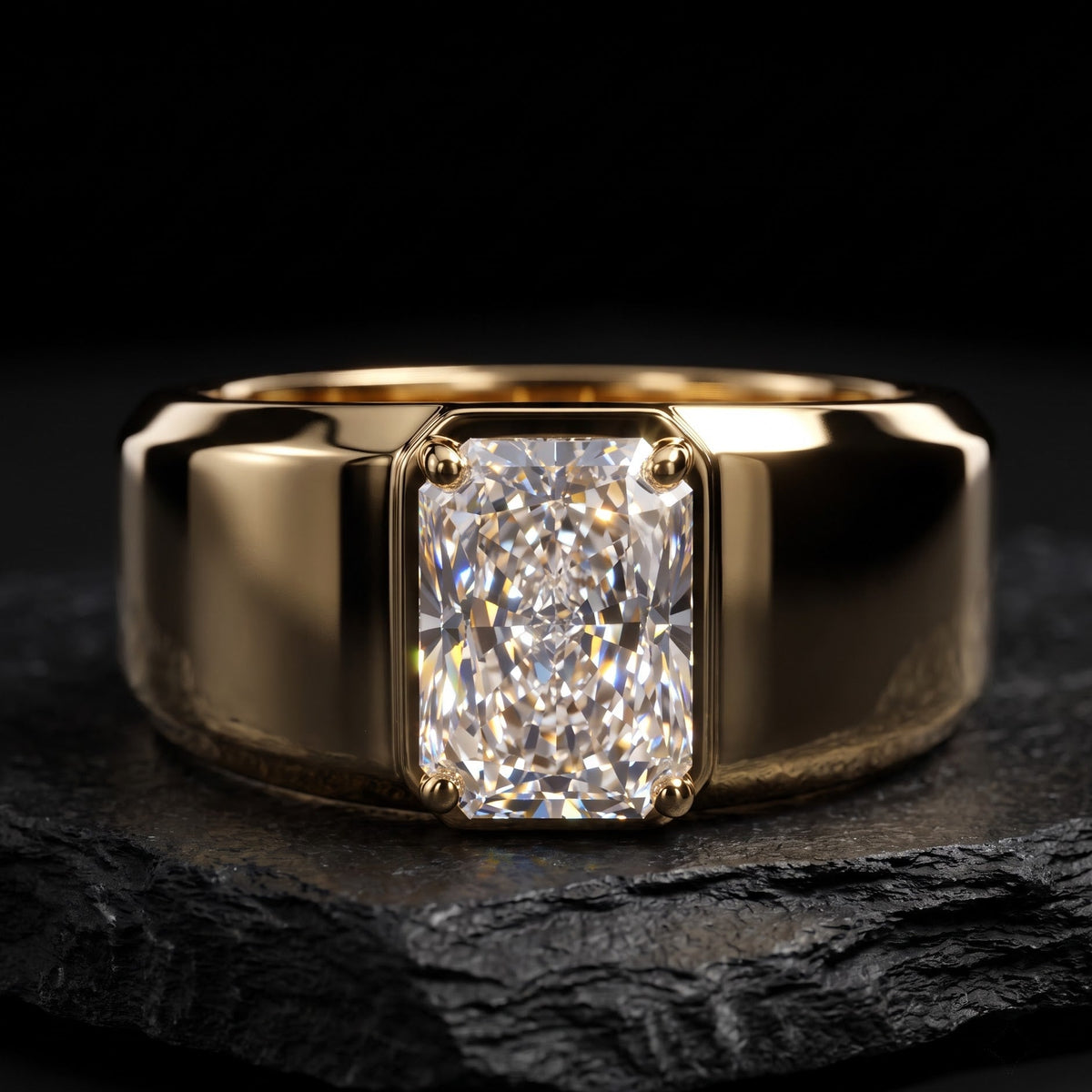 radiant diamond statement ring for men