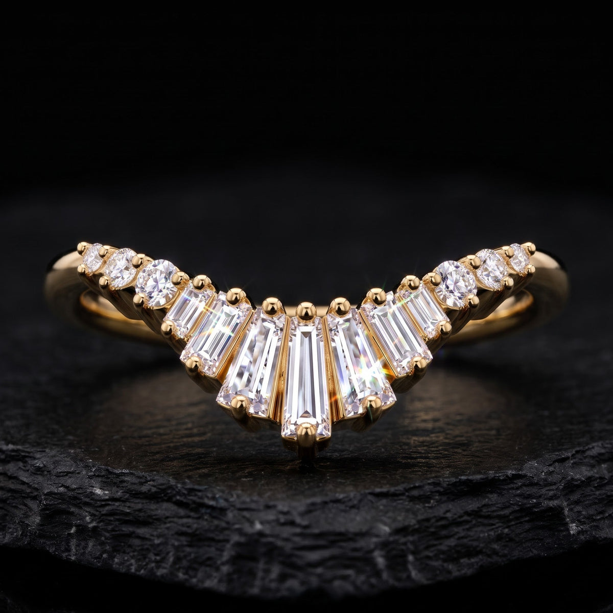 chevron band engagement ring​

