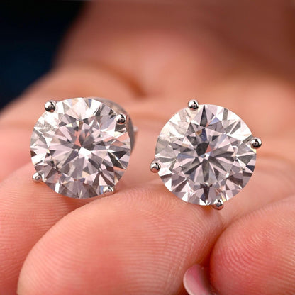 Elegant Lab-Grown Stud Earrings – 925 Sterling Silver, Dainty Round Cut, Perfect Gift for Her