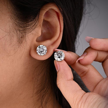Elegant Lab-Grown Stud Earrings – 925 Sterling Silver, Dainty Round Cut, Perfect Gift for Her