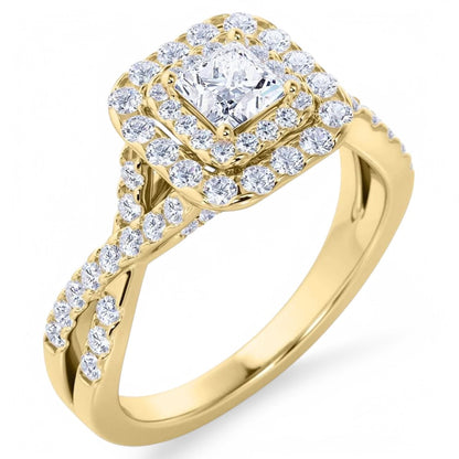 1.200 TCW Princess Cut VVS1 Lab-Grown Halo Engagement Ring Solid 14K White Gold