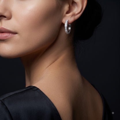 0.18 Ct Lab Grown Diamond Huggie Hoop Earrings | 14K Gold | Round Cut Diamonds