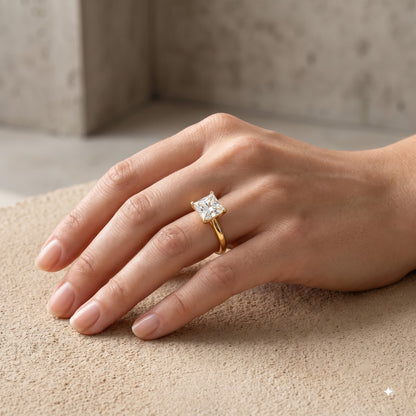 1.00CT Princess Cut Lab Grown Diamond Engagement Ring