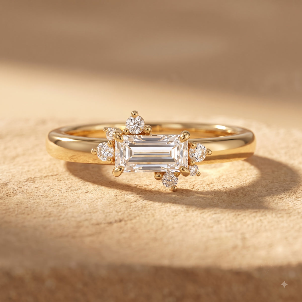 0.300 ct Baguette & Round Cut Lab Grown Diamond Unique Wedding Band