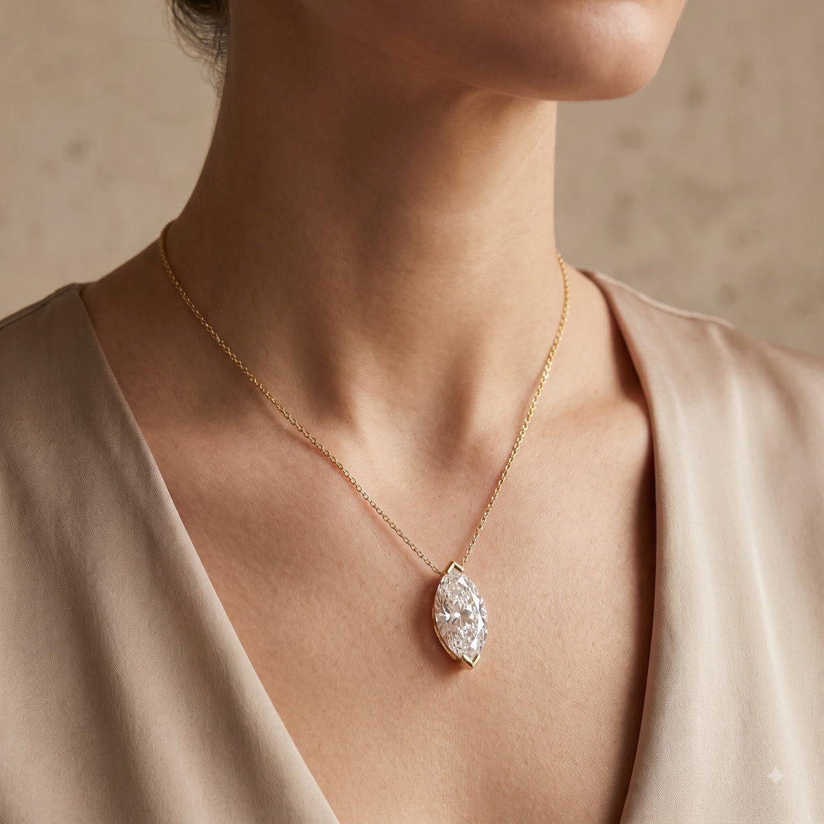 1.00ct Marquise Cut Lab Grown Diamond Pendant Necklace