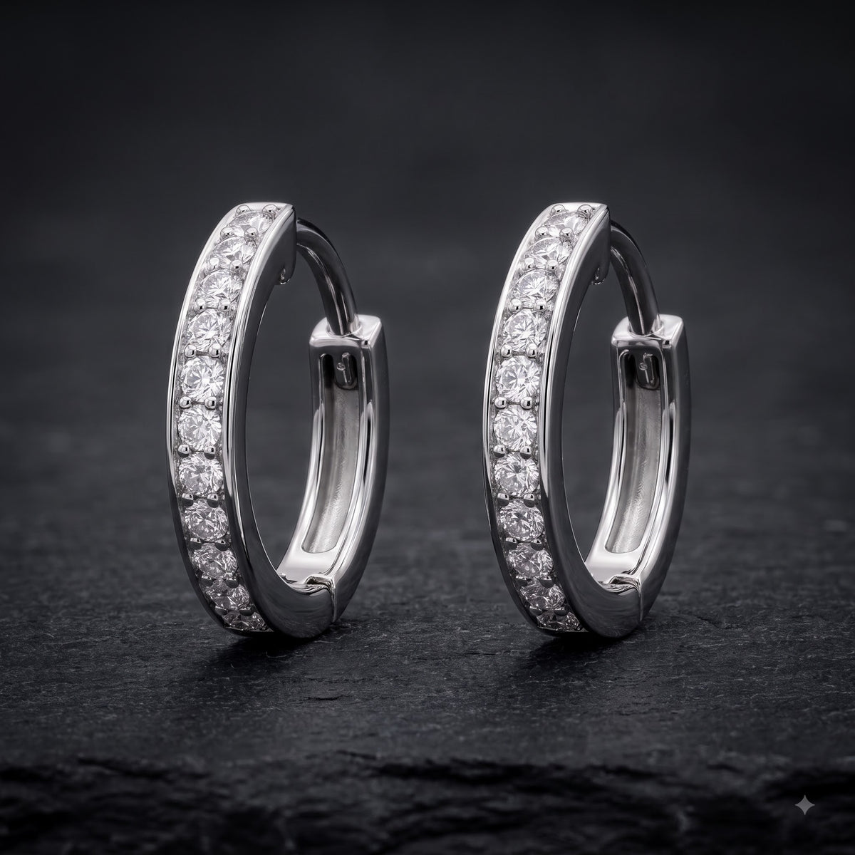 0.18 Ct Lab Grown Diamond Huggie Hoop Earrings | 14K Gold | Round Cut Diamonds
