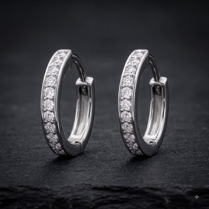 0.18 Ct Lab Grown Diamond Huggie Hoop Earrings | 14K Gold | Round Cut Diamonds