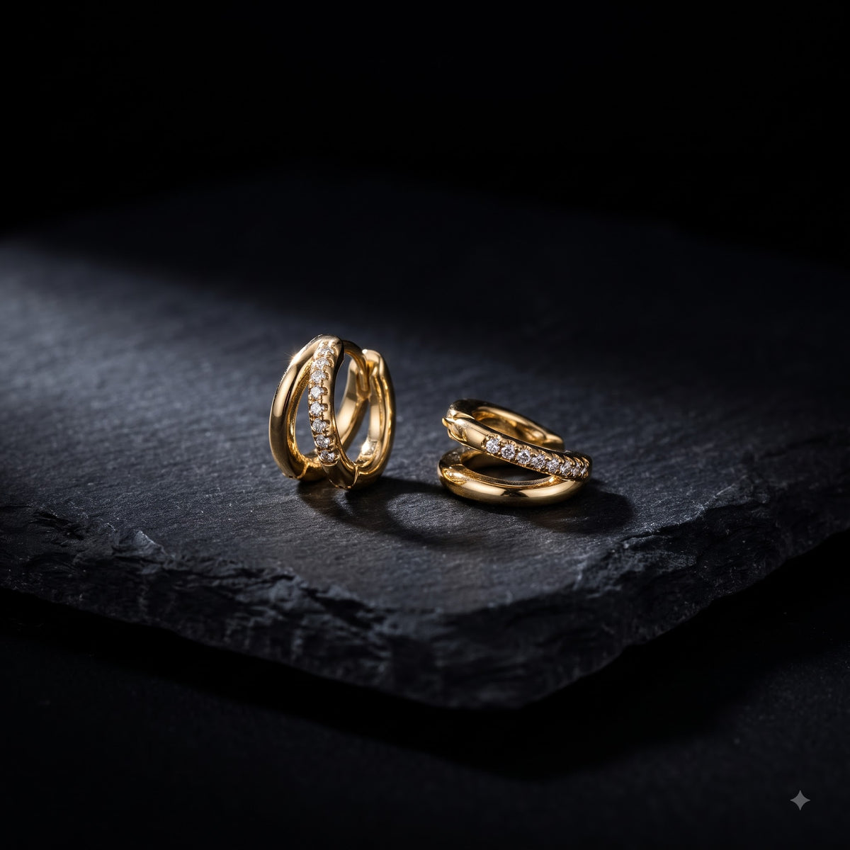 0.15 Ct Lab Grown Diamond Huggie Hoop Earrings | 14K Gold | Round Cut Diamonds