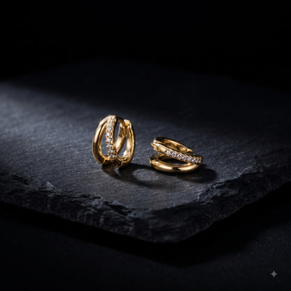 0.15 Ct Lab Grown Diamond Huggie Hoop Earrings | 14K Gold | Round Cut Diamonds