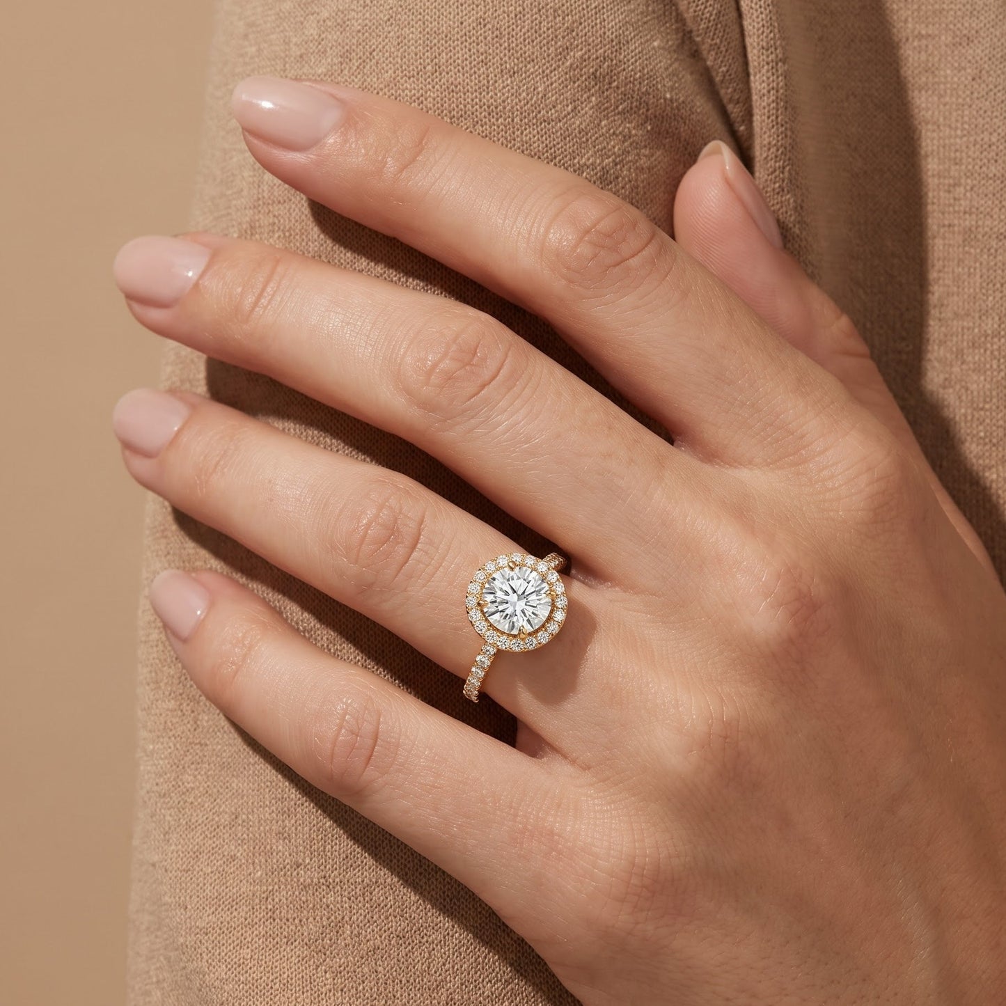 2.50ct Round Cut Lab Grown Diamond Halo Engagement Ring