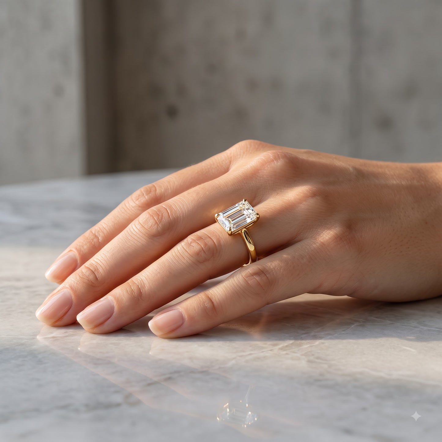 1.00ct Emerald Cut Lab Grown Diamond Engagement Ring, 14K Gold Solitaire Ring