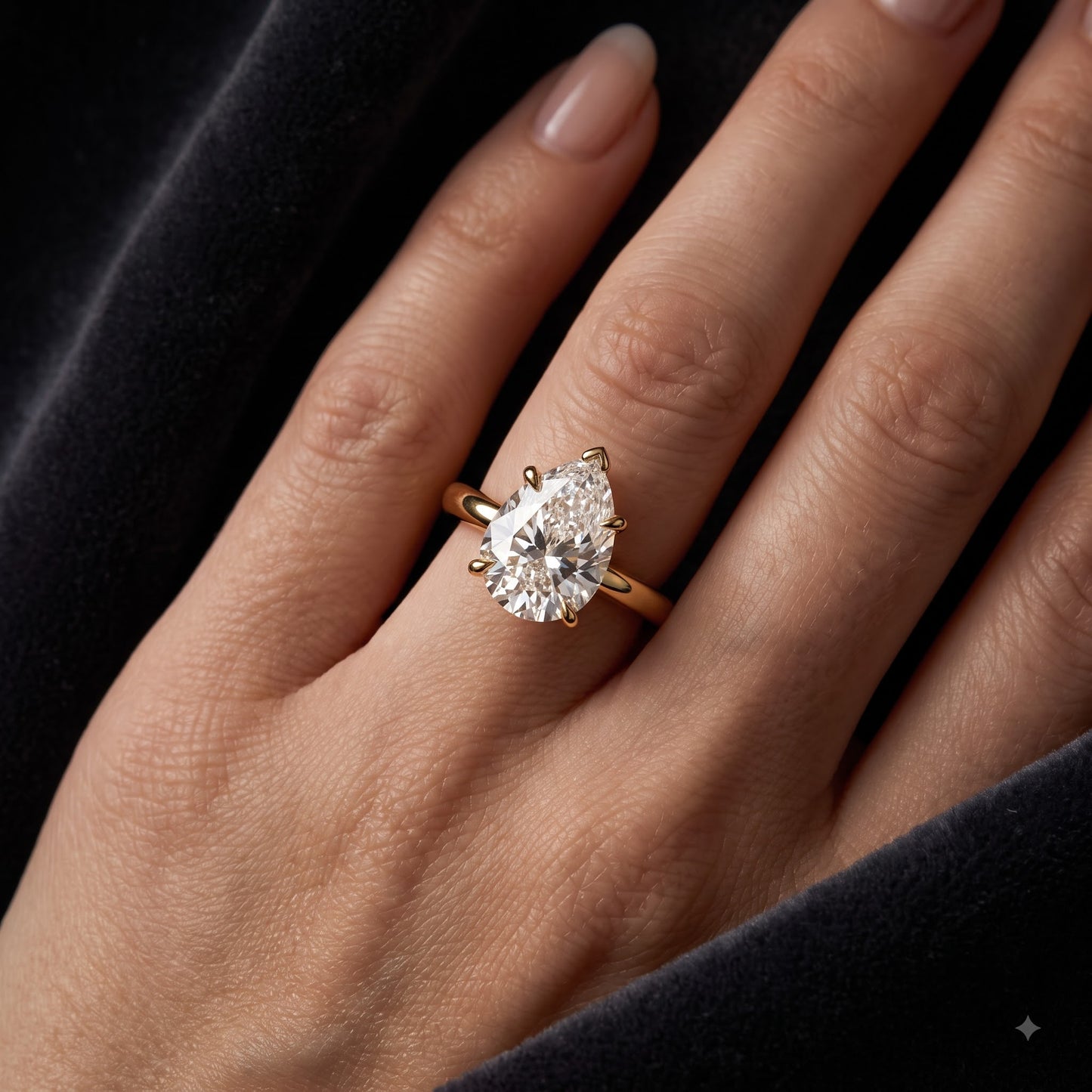 1.00CT Pear Cut Lab Grown Diamond Engagement Ring