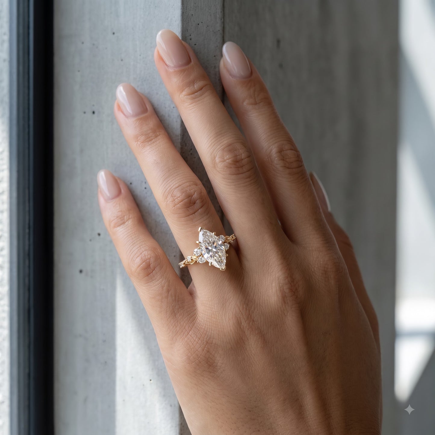1.670ct Marquise Cut Lab Grown Diamond Floral Engagement Ring