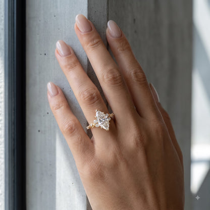 1.670ct Marquise Cut Lab Grown Diamond Floral Engagement Ring