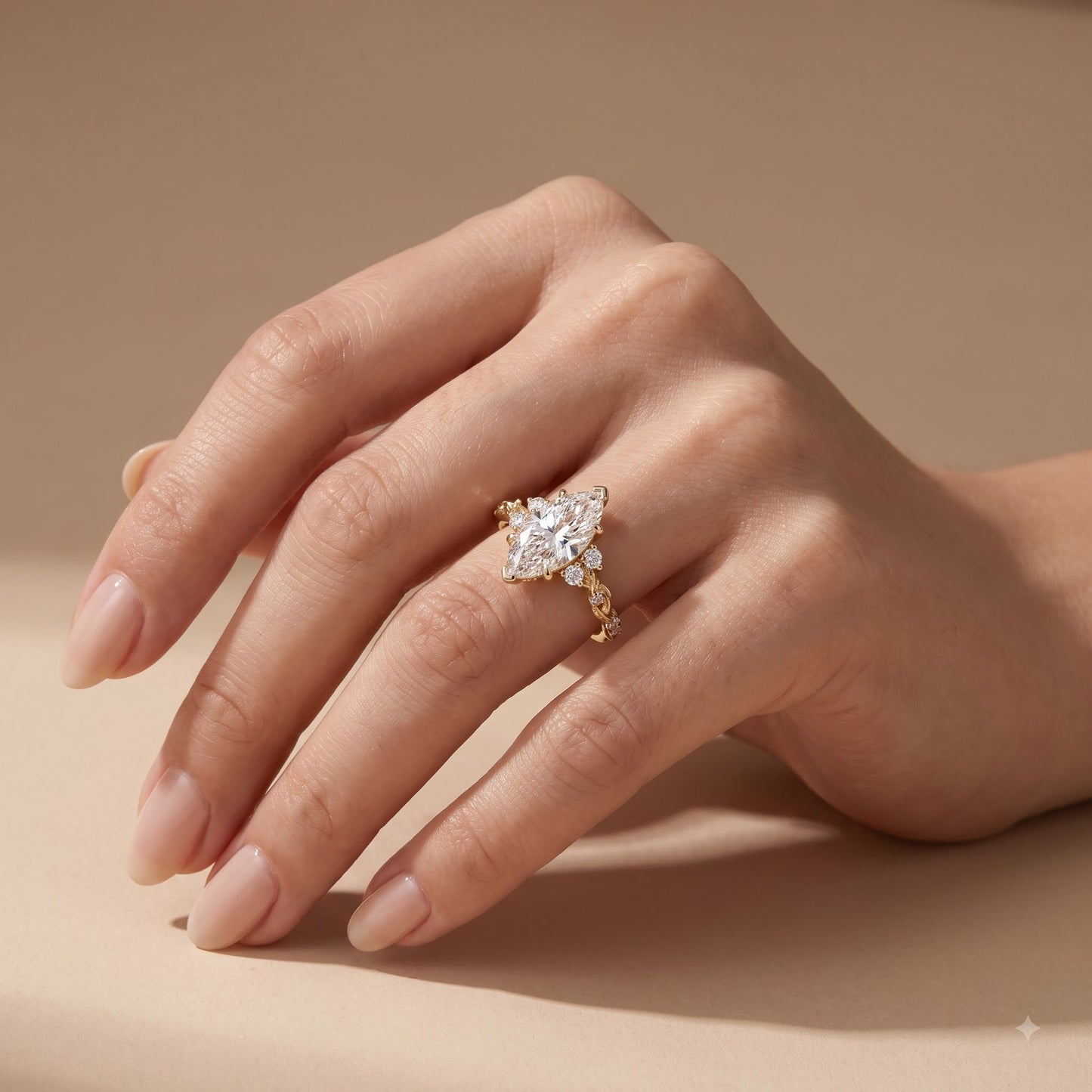 1.670ct Marquise Cut Lab Grown Diamond Floral Engagement Ring
