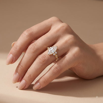 1.670ct Marquise Cut Lab Grown Diamond Floral Engagement Ring