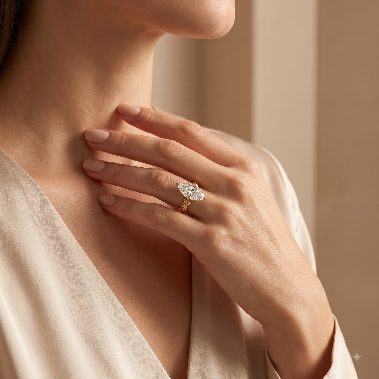 1.00ct Elegant Marquise Cut Lab Grown Diamond Engagement Ring