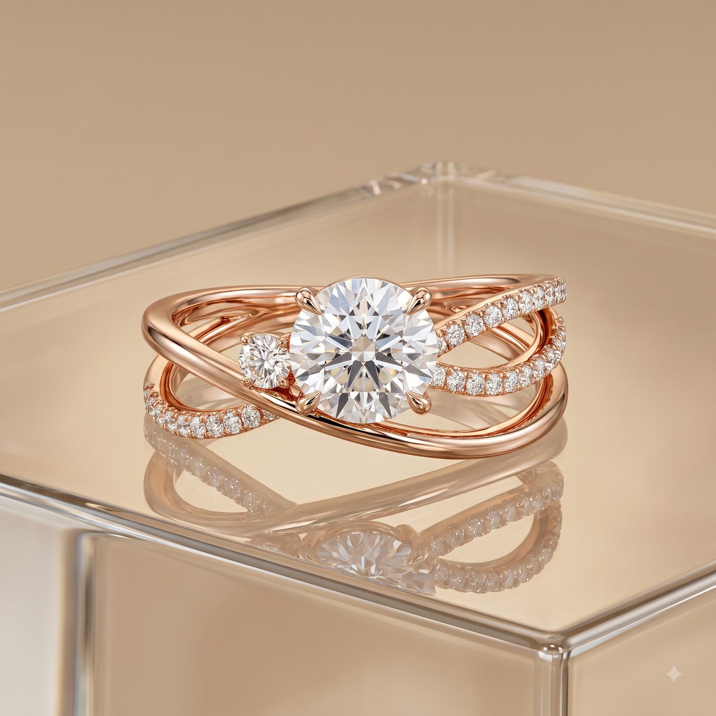 1.60ct  Round Cut Lab Grown Diamond Pave Engagement Ring