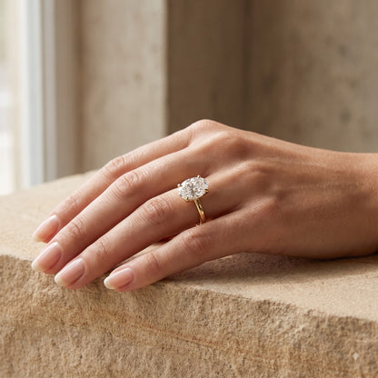 1.00ct Oval Cut Lab Grown Diamond Solitaire Minimalist Engagement Ring