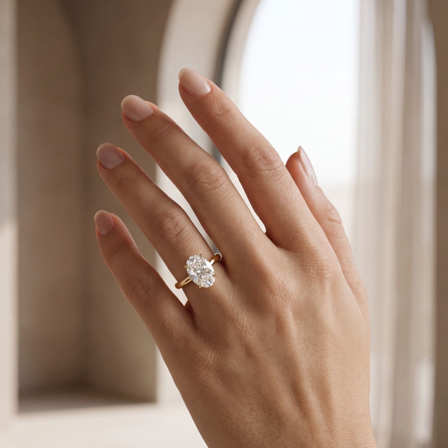 oval lab grown diamond solitaire ring