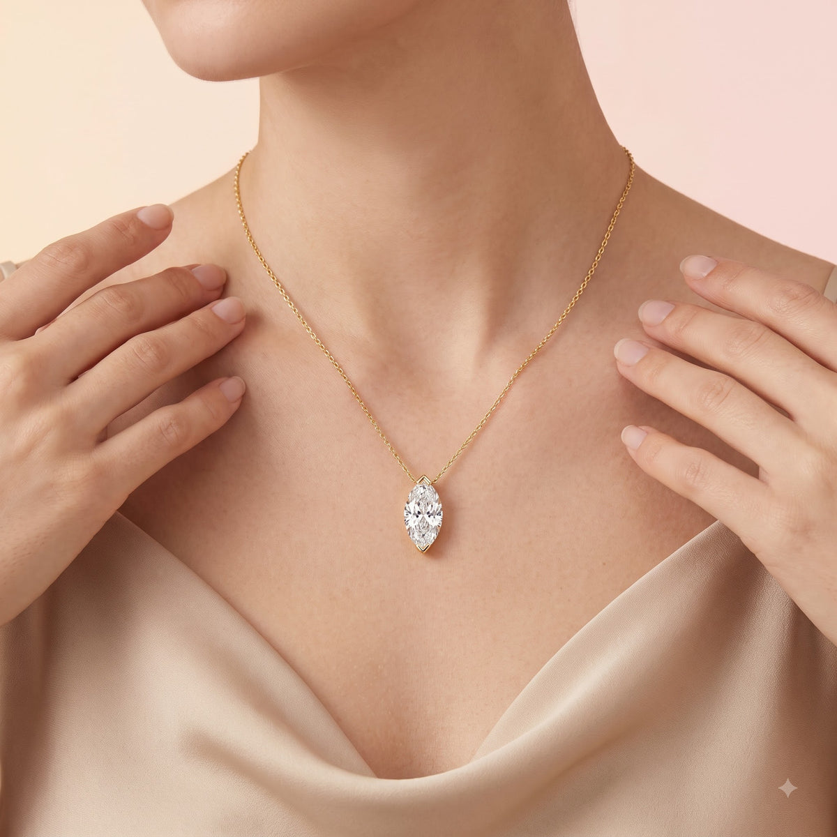 1.00ct Marquise Cut Lab Grown Diamond Pendant Necklace