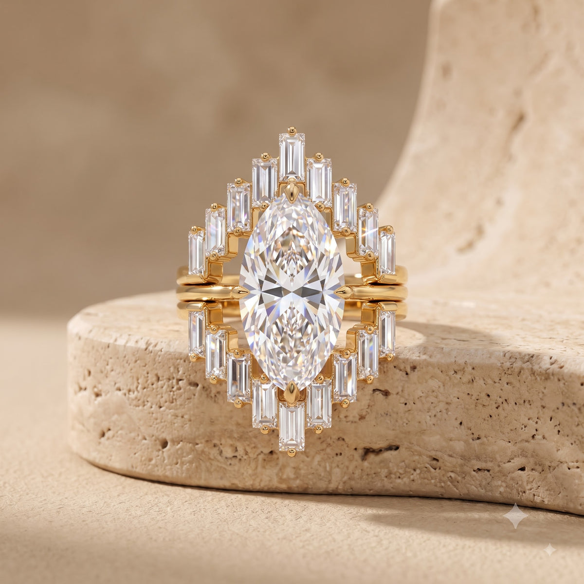 1.90ct Marquise Cut Lab Grown Diamond Halo Engagement Ring Set