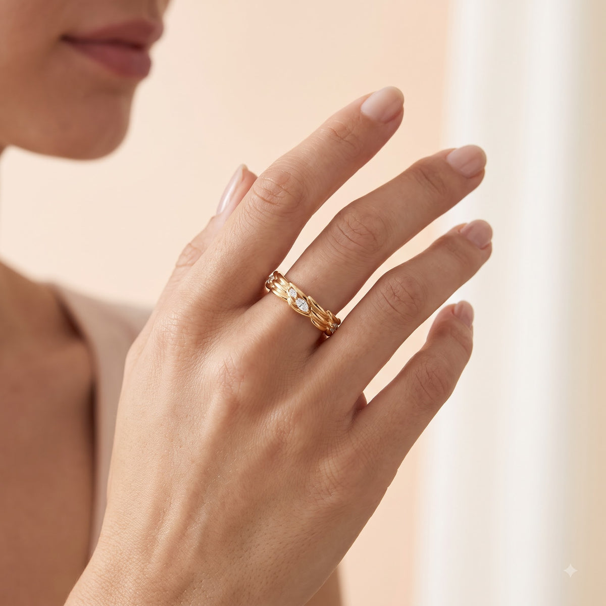 0.750 ct  Marquise Cut Lab Grown Diamond Unique Wedding Band