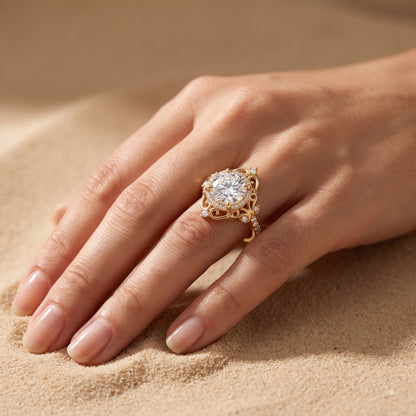 1.600ct  Round Cut Lab Grown Diamond Halo Engagement Ring