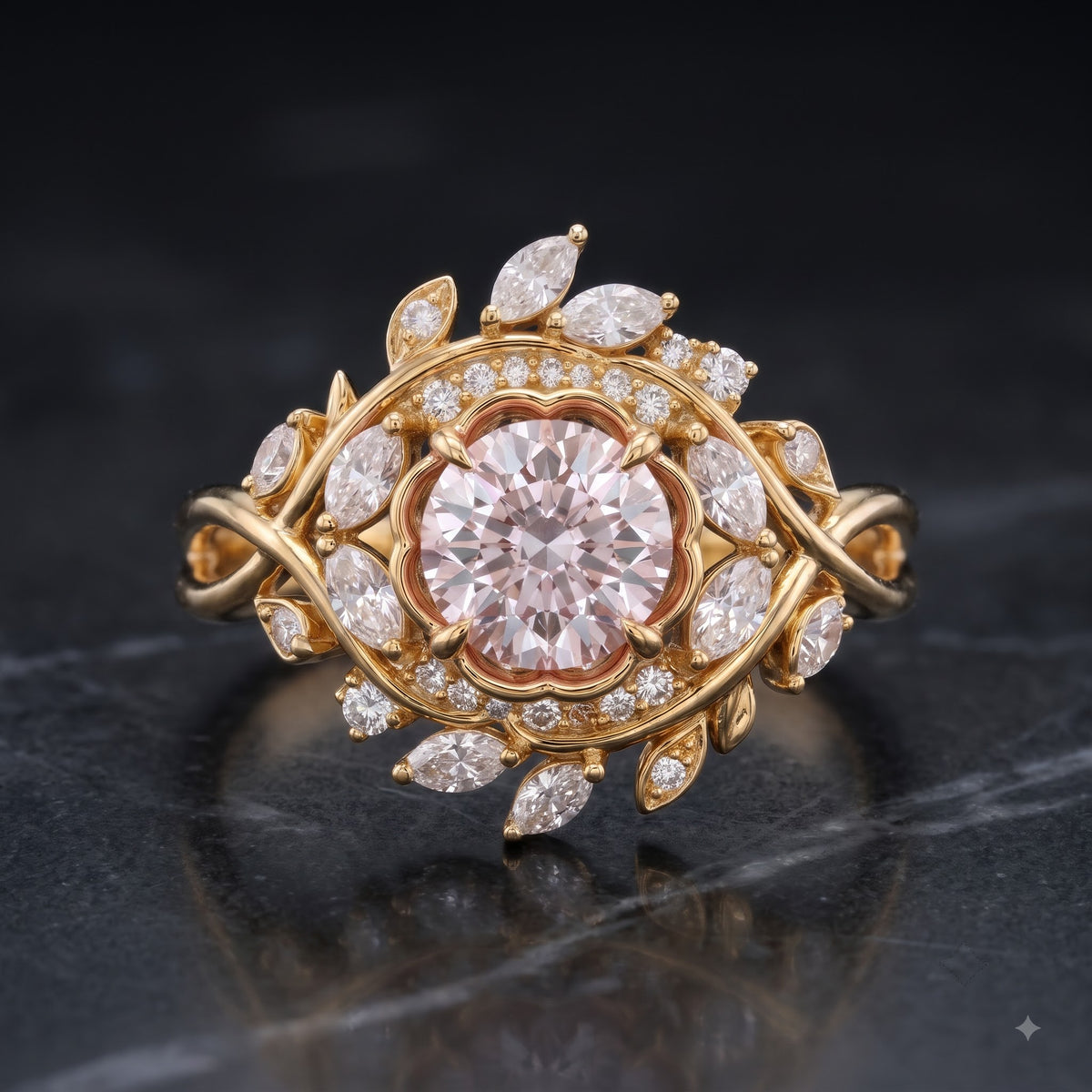 2.00ct  Round Cut Lab Grown Diamond Cluster Engagement Ring